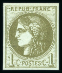 Stamp of France » Emission de Bordeaux 1870 1870, Cérès Bordeaux Y&T n°39A, 1c olive neuf *. Certificat