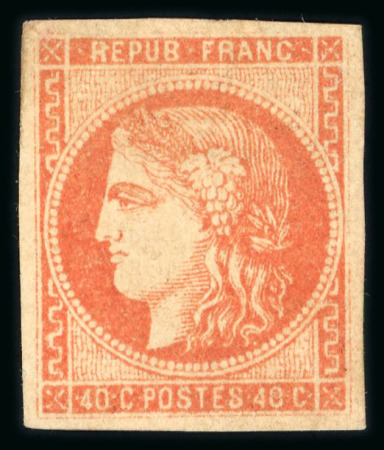 Stamp of France » Emission de Bordeaux 1870 1870, Cérès Bordeaux Y&T n°48, 40c orange neuf avec