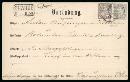 Stamp of Switzerland / Schweiz » Sitzende Helvetia Gezaehnt » Briefmarken 1881 Faserpapier 1881, 40 Rp. grau auf Faserpapier, zusammen mit 5 Rp. braun auf Faserpapier