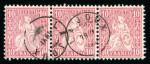 Stamp of Switzerland / Schweiz » Sitzende Helvetia Gezaehnt » Briefmarken 1867-1878 1867, 10 Rp. rot im Dreierstreifen, leicht und sauber entwertet mit schwarzem Zwergstempel « LA JOUX 19 VI »