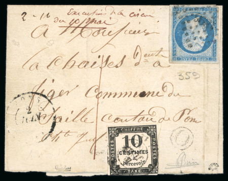 Stamp of France » Lettres Classiques 1866, Taxe Y&T n°2A, 10c noir oblitéré cad Pons (Charente