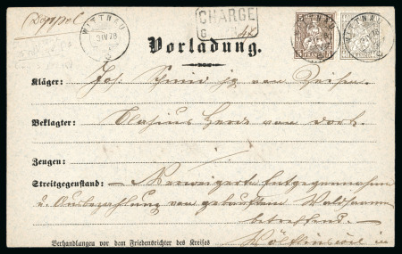 Stamp of Switzerland / Schweiz » Sitzende Helvetia Gezaehnt » Briefmarken 1867-1878 1878, 40 Rp. grau, zusammen mit 5 Rp. braun