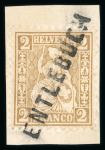 Stamp of Switzerland / Schweiz » Sitzende Helvetia Gezaehnt » Briefmarken 1867-1878 1874, 2 Rp. oliv, auf kleinem Briefstück