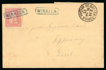 Stamp of Switzerland / Schweiz » Sammlungen Eingefaste Stabstempel, Zusammenstellung von 50 Marken und 2 Briefen