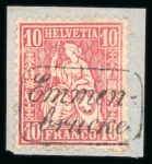 Stamp of Switzerland / Schweiz » Sammlungen Eingefaste Stabstempel, Zusammenstellung von 50 Marken und 2 Briefen