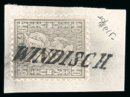 Stamp of Switzerland / Schweiz » Sitzende Helvetia Gezaehnt » Briefmarken 1867-1878 1878, 40 Rp. grau, auf kleinem Briefstück