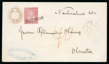 Stamp of Switzerland / Schweiz » Sitzende Helvetia Gezaehnt » Briefmarken 1867-1878 1867, 10 Rp. rot, auf Ganzsachenumschlag