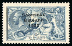 Stamp of Ireland » 1922-23 Thom Three-Line Overprints (T47-T61) 10s dull grey-blue, attractive balance study neatly