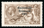 Stamp of Ireland » 1925 Narrow Date Overprints (T66-T68) 2s6d chocolate, mint single showing Nissen re-entry