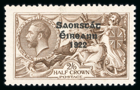 Stamp of Ireland » 1925 Narrow Date Overprints (T66-T68) 2s6d chocolate, mint single showing Nissen re-entry