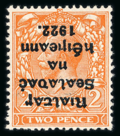 Stamp of Ireland » 1922 (Jul-Nov) Thom Overprints (T25-T41) 2d orange, die II, mint nh single showing inverted