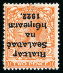 Stamp of Ireland » 1922 (Jul-Nov) Thom Overprints (T25-T41) 2d orange, die II, mint single showing inverted overprint