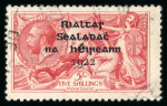 Stamp of Ireland » 1922 (Jul-Nov) Thom Overprints (T25-T41) 5s pale rose-red, mint and used singles, fine and scarce