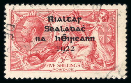 Stamp of Ireland » 1922 (Jul-Nov) Thom Overprints (T25-T41) 5s pale rose-red, mint and used singles, fine and scarce
