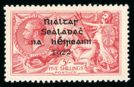 Stamp of Ireland » 1922 (Jul-Nov) Thom Overprints (T25-T41) 5s pale rose red, mint, showing short third lune variety,