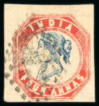 Stamp of India » 1854 Lithographs 1854 4a bright blue and bright red third printing, head die IIIA, frame die I, used