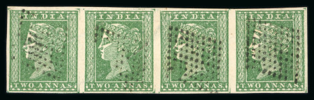 Stamp of India » 1854 Lithographs 1854 2a strip of four, slightly heavy hinge
