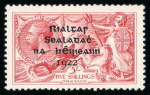Stamp of Ireland » 1922 (Jul-Nov) Thom Overprints (T25-T41) 5s pale rose red, mint, showing short third lune variety,