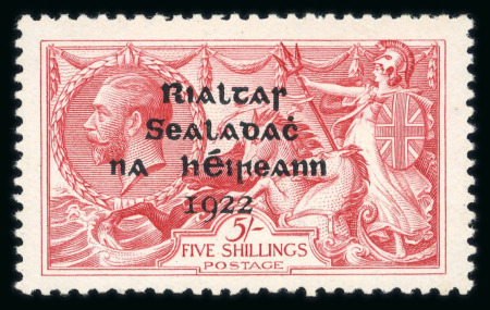 Stamp of Ireland » 1922 (Jul-Nov) Thom Overprints (T25-T41) 5s pale rose red, mint, showing short third lune variety,