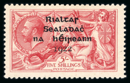 Stamp of Ireland » 1922 (Jul-Nov) Thom Overprints (T25-T41) 5s pale rose red, mint, showing short third line variety,