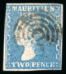 Stamp of Mauritius » 1859 Dardenne Issue (SG 41-44) Mauritius 1859 1d dull vermilion and 2d pale blue (2) used