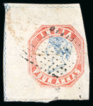 Stamp of India » 1854 Lithographs 1854 4a First printing in hair showing the printing from the worn Head Die I, frame Die I showing separating wavy line on three sides