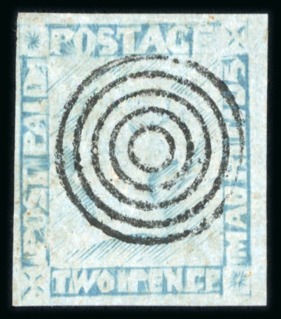 Stamp of Mauritius » 1848-59 Post Paid Issue » Worn Impressions (SG 16-22) Mauritius 1855-58 Worn Impression 2 blue used
