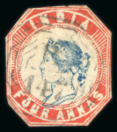 Stamp of India » Used Abroad » Straits Settlements » Penang (147) 1854 4a with "B / 147" (S.G. £3'500).