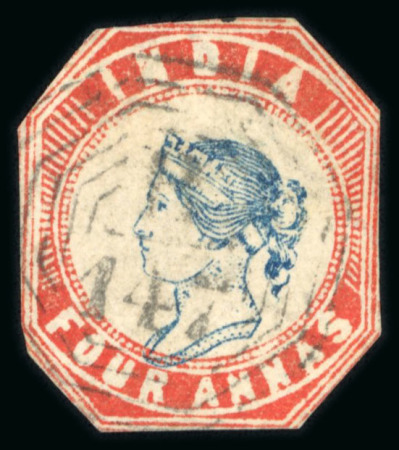 Stamp of India » Used Abroad » Straits Settlements » Penang (147) 1854 4a with "B / 147" (S.G. £3'500).