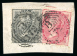 Stamp of India » Used Abroad » Straits Settlements » Singapore (172) 1855-64 De La Rue issues (1a, 4a, 8a) on piece cancelled