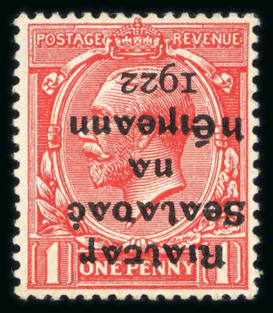 Stamp of Ireland » 1922 (Feb) Dollard Overprints (T1-T14) 1d scarlet, mint nh single, showing inverted overprint
