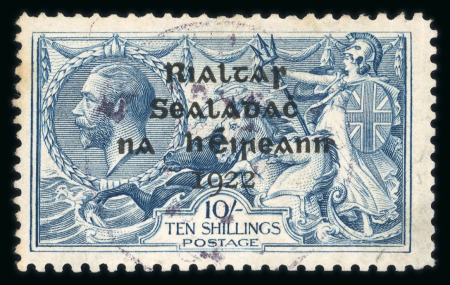 Stamp of Ireland » 1922 (Feb) Dollard Overprints (T1-T14) 10s dull grey-blue, mint and used singles, showing