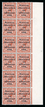 Stamp of Ireland » 1922 (Dec) Thom Overprints - Wide Setting (T42-T46) 1/2d to 1s attractive balance study neatly mounted and knowledgeably written up on twenty-two-album pages, all values represented, showing a fine array of mint and used, complete set of gutter pairs, some minor and major