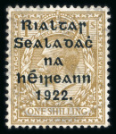 Stamp of Ireland » 1922 (Dec) Thom Overprints - Wide Setting (T42-T46) 1/2d to 1s attractive balance study neatly mounted and knowledgeably written up on twenty-two-album pages, all values represented, showing a fine array of mint and used, complete set of gutter pairs, some minor and major