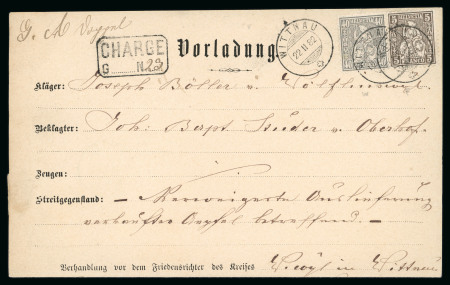 Stamp of Switzerland / Schweiz » Sitzende Helvetia Gezaehnt » Briefmarken 1867-1878 1878, 40 Rp. grau, zusammen mit 5 Rp. braun