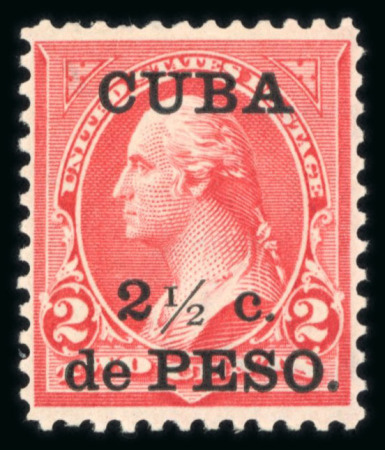 Stamp of Cuba » US Administration 1899 2 1/2c. de Peso on 2c Washington from the special printing in March 1900 for display at Paris and Pan-American Exposition