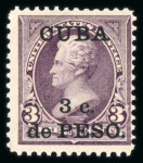 Stamp of Cuba » US Administration 1899 3c. de Peso on 3c Jackson from the special printing in March 1900 for display at Paris and Pan-American Exposition