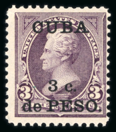Stamp of Cuba » US Administration 1899 3c. de Peso on 3c Jackson from the special printing in March 1900 for display at Paris and Pan-American Exposition
