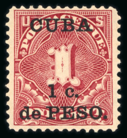 Stamp of Cuba » US Administration 1899 Postage Due 1c. de Peso on 1c from the special printing in March 1900 for display at Paris and Pan-American Exposition