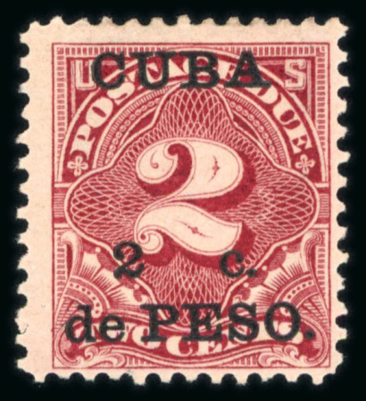 Stamp of Cuba » US Administration 1899 Postage Due 2c. de Peso on 2c from the special printing in March 1900 for display at Paris and Pan-American Exposition