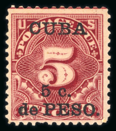 Stamp of Cuba » US Administration 1899 Postage Due 5c. de Peso on 5c from the special printing in March 1900 for display at Paris and Pan-American Exposition