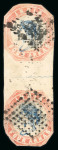 Stamp of India » 1854 Lithographs 1854 4a indigo and pale red, second printing, in vertical pair, used