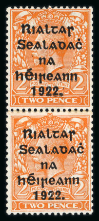 Stamp of Ireland » 1922 (Jun) Harrison Coils Overprints  (T20-T24) 2d orange, die I and die II, mint vertical coil join, fresh, very fine and a rare combination (Hib.TJ11, €600), ex. Fletcher