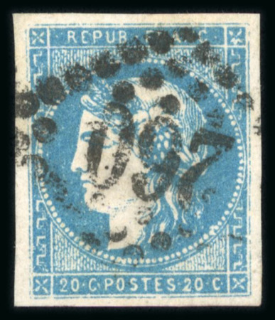 Stamp of France » Emission de Bordeaux 1870 1870-1871, Cérès Bordeaux 20c bleu, sélection de 4