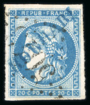 Stamp of France » Emission de Bordeaux 1870 1870-1871, Cérès Bordeaux 20c bleu, sélection de 4