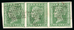 Stamp of India » 1854 Lithographs 1854 2a green used strip of three, good to large margins,