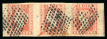 Stamp of India » 1854 Lithographs 1854 1a red used strip of three