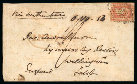 Stamp of India » 1854 Lithographs 1854 (Oct 6) envelope to England with 1854 1d die I with faint pre-stamp "KOTREE" boxed ds