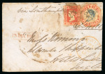 Stamp of India » 1854 Lithographs 1855 (Aug 19) envelope from Ahmedabad Cantonment to England with 1854 4a first printing and 1a