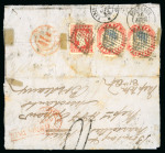 Stamp of India » 1854 Lithographs 1855 (Mar 24) entire to France, franked on the reverse with two 1854 4a second printings and 1a die I